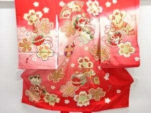 鈴に桜模様子供着物(内袖・長襦袢付き)